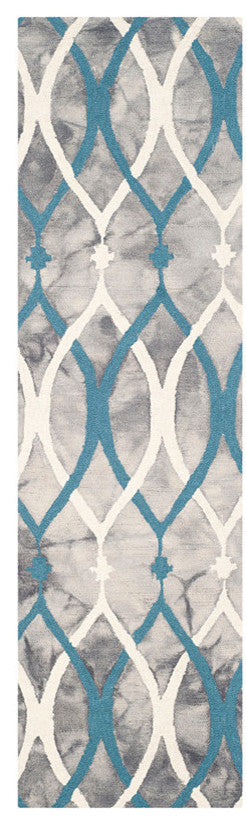 Safavieh Dip Dyed Ddy534J Geometric Rug, Gray/Ivory Blue, 5'0"x5'0" Round