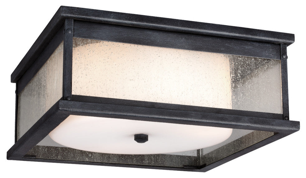Pediment 3-Light Flush Mount, Dark Weathered Zinc