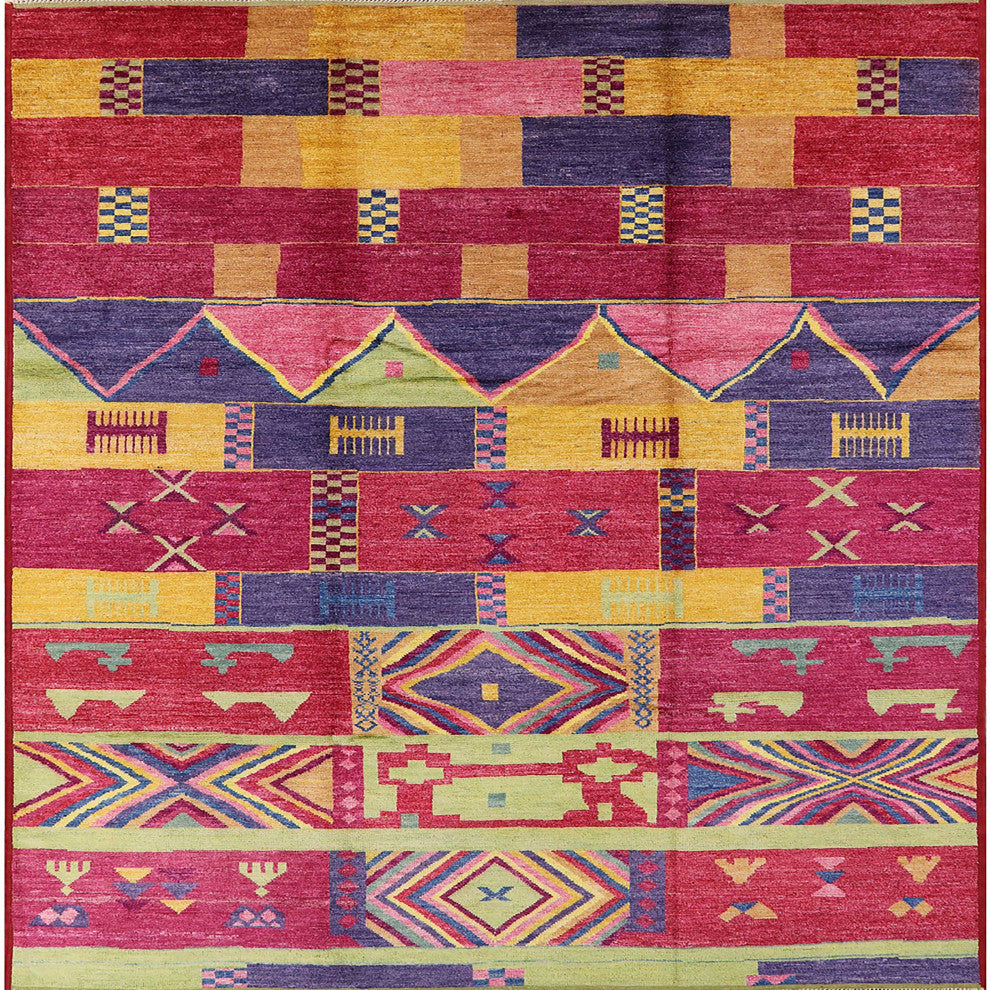 Ahgly Company Indoor Square Mid-Century Modern Area Rugs, 3' Square