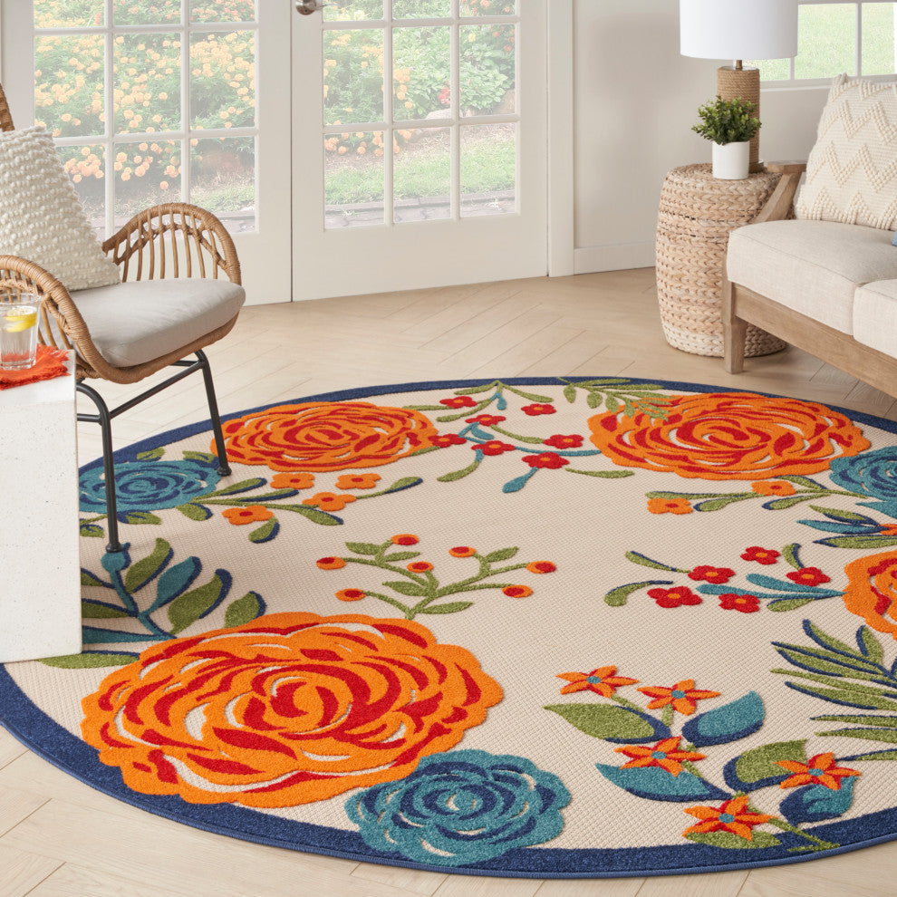 Nourison Aloha 7'10" Round Multicolor Contemporary Area Rug