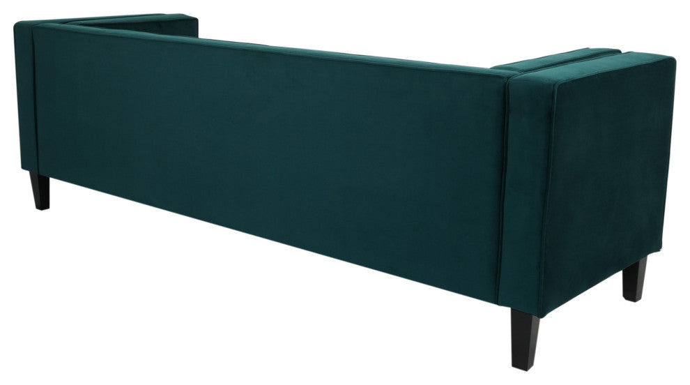 Sororia Velvet 3-Seater Low Profile Sofa, Green