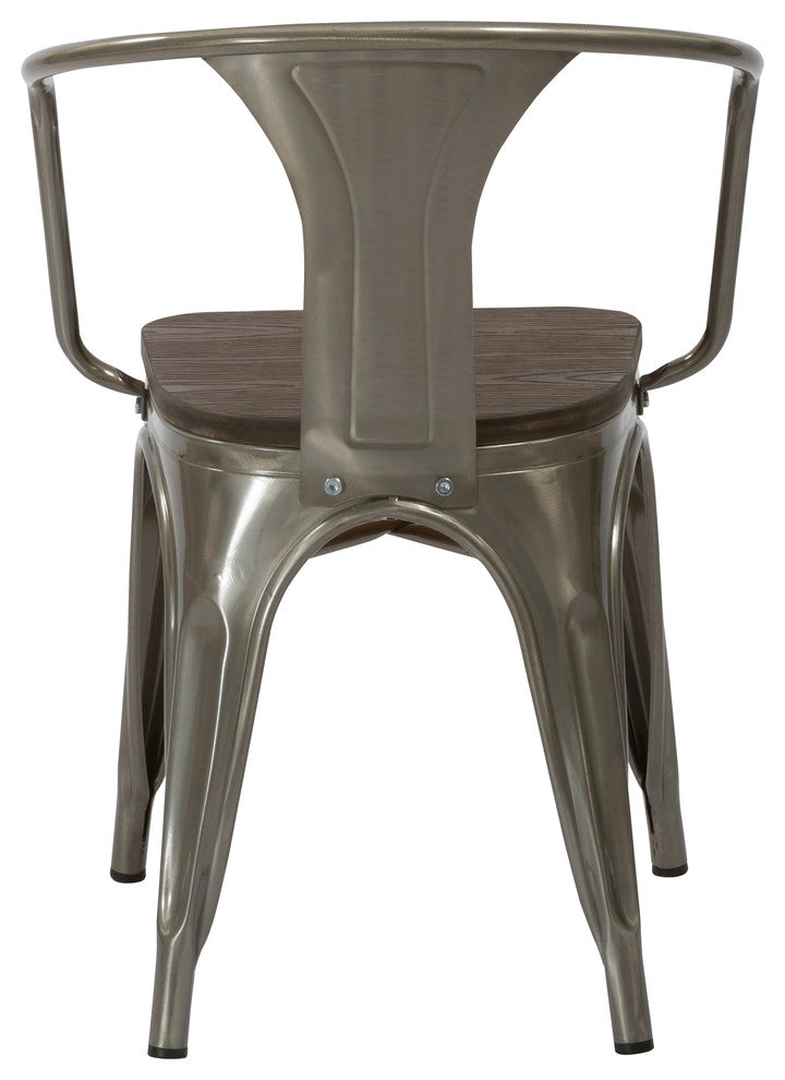 Tucker Metal and Wood Dining Armchairs, Set of 4
