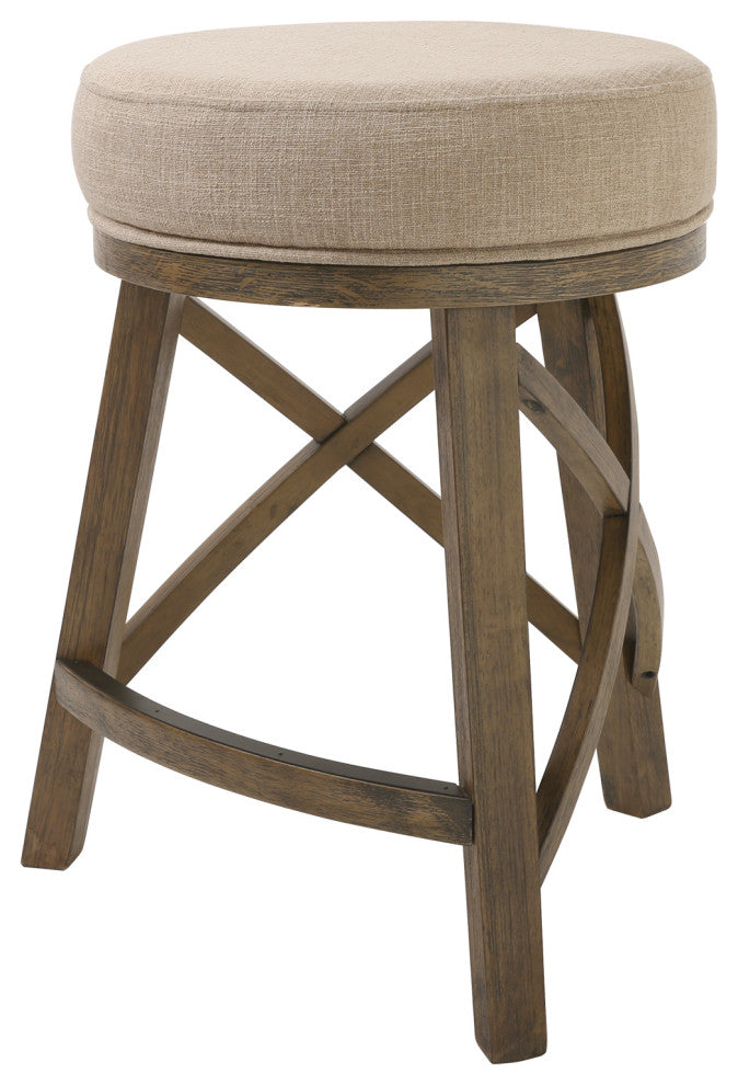 New Ridge Home Goods Regal 25in. H Counter-Height Swivel Stool with Cream Fabric