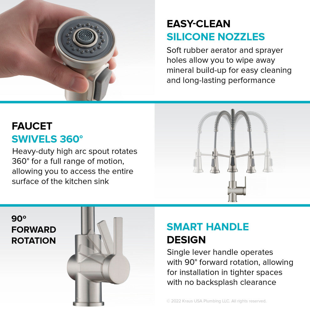 Britt Commercial Style 3-Function Pull-Down 1-Handle 1-Hole Kitchen Faucet, Spot Free Antique Champagne Bronze (Touchless Ksf-1691sfacb)