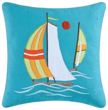 Zuma Bay Square Sailboat Pillow by C & F