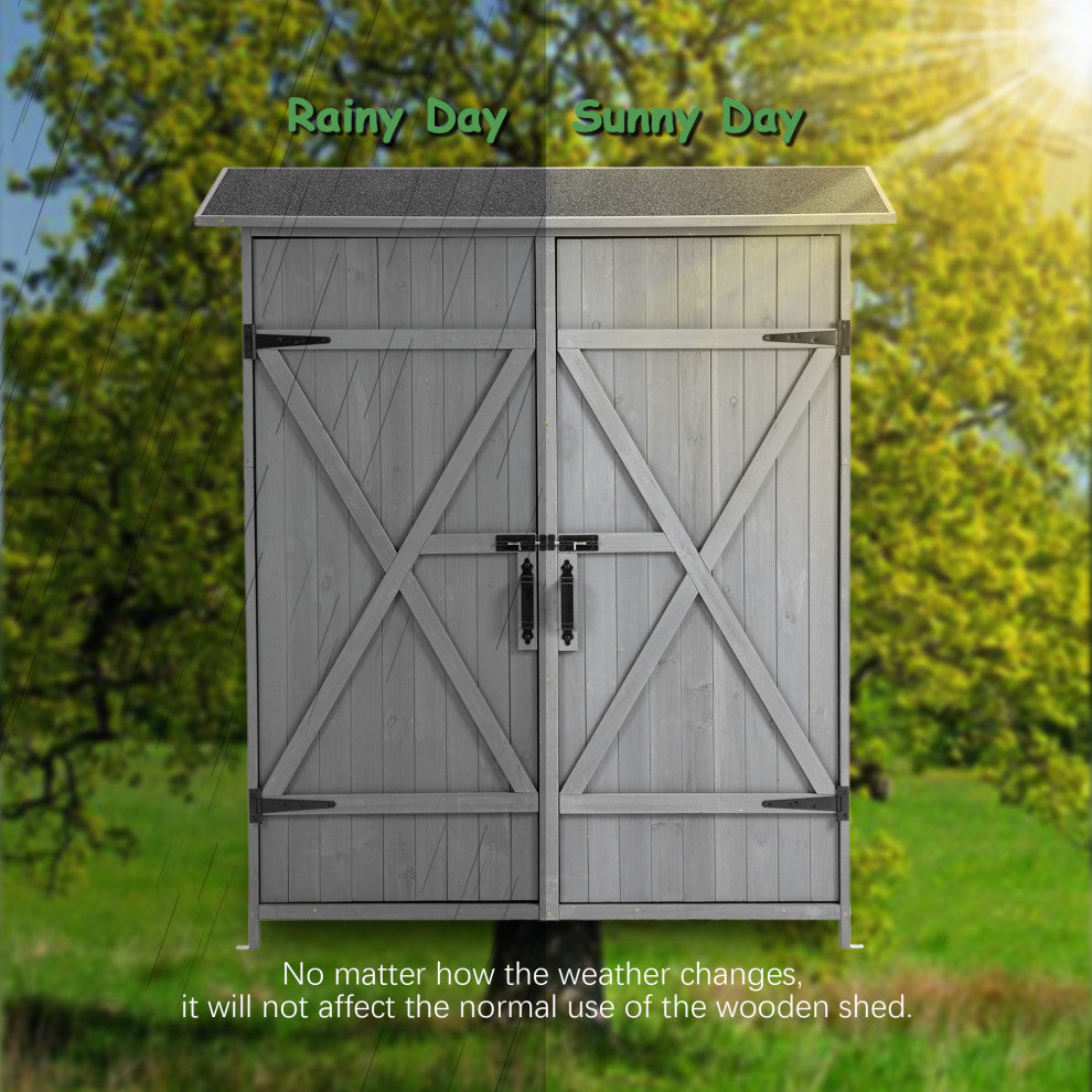 Outdoor Storage Shed With Lockable Door, Gray
