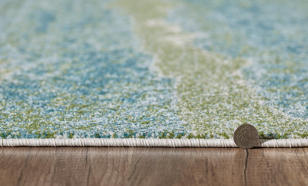 Illusions Mist Abstract Watercolor Area Rug, Ocean, 7'10 X 10'10