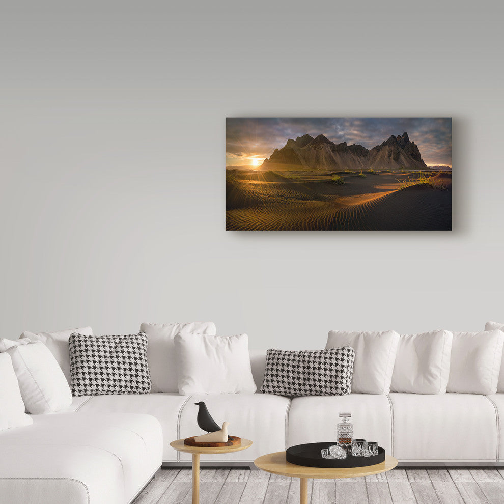 Wojciech Kruczynski 'Stokksnes Sunset' Canvas Art, 32"x16"