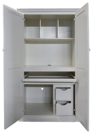 Modern Computer Armoire Desk, Bright White