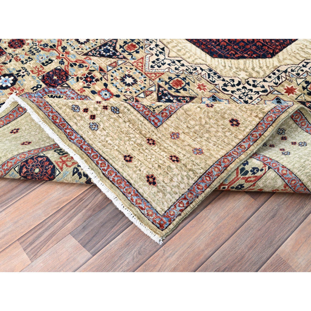 Flax Yellow, Extra Soft Wool, Hand Knotted, Mamluk Design Rug, 5'10"x8'10"