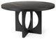 54" Black Rounded Solid Wood Pedestal Base Dining Table