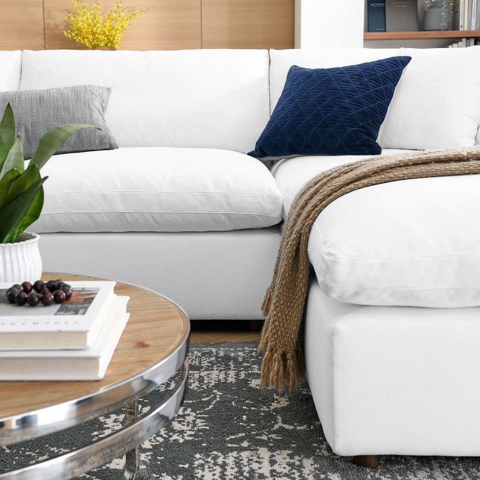 Modular Sectional Deep Sofa Set, White, Fabric, Modern, Lounge Cafe Hospitality