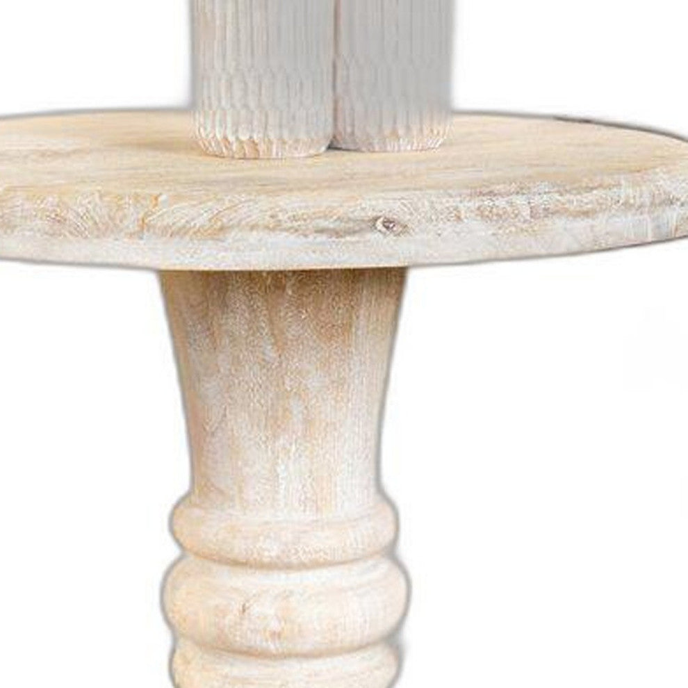 Rustic Natural Pedestal End Table
