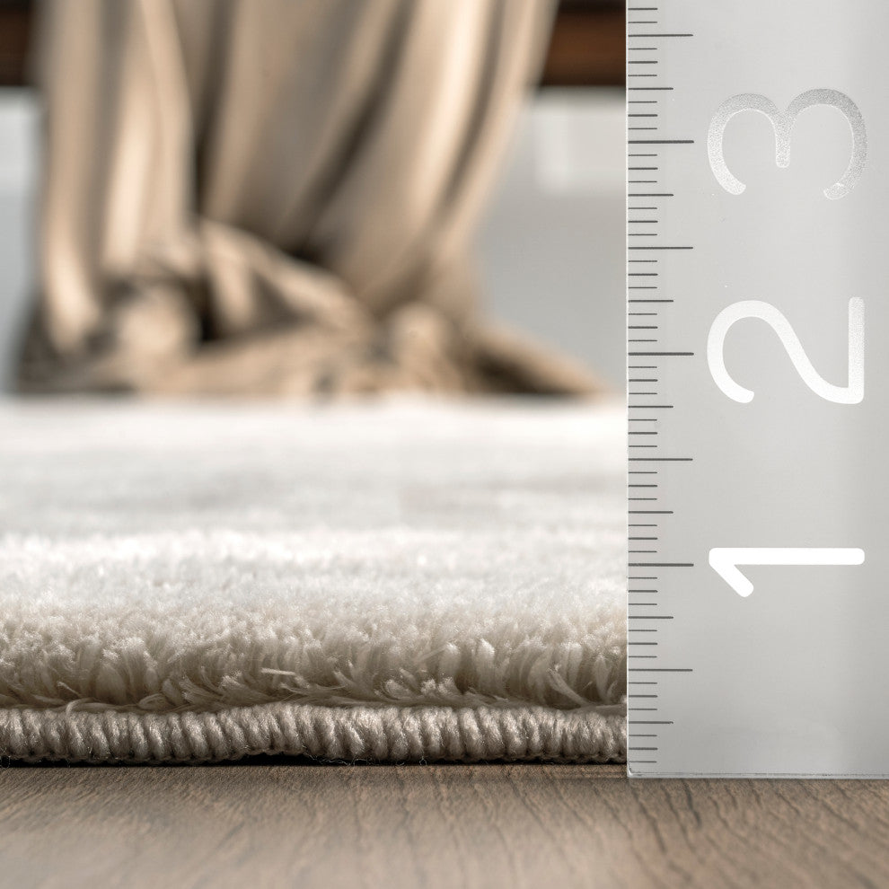 nuLOOM Loni Solid Machine Washable Shag Area Rug, Beige, 8'x10'