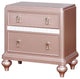 Benzara BM182934 Solid Wood Nightstand With Mirror Trim, Pink