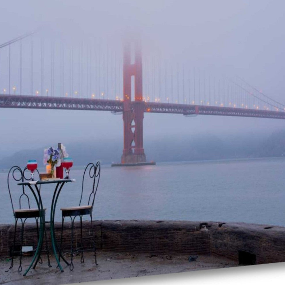 Wine Time For Two Golden Gate Bridge 4 Giclee Wrap Canvas Wall Art