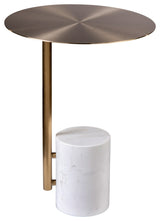 Emmy Marble Base Drink Table, Whitye and Gold