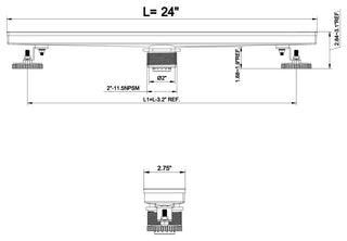 Linear Floor Drain with Removable Decorative Cover UPC certified, Matt Black, 24"