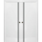 French Double Pocket Doors 36x80 | Planum 0016 White Silk | Kit Trims Rail
