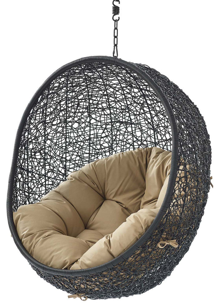 Swing Lounge Chair, Black Brown, Outdoor Patio Balcony Cafe Bistro Garden