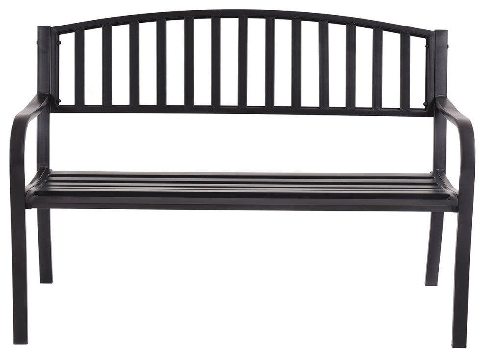 Costway 50'' Patio Garden Bench Outdoor Furniture Steel Slats Porch Chair Seat