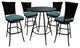 Outdoor Patio Bar Pub Set - 30" Erin Stools - Black Frame, Aqua Linen - Black, 30"
