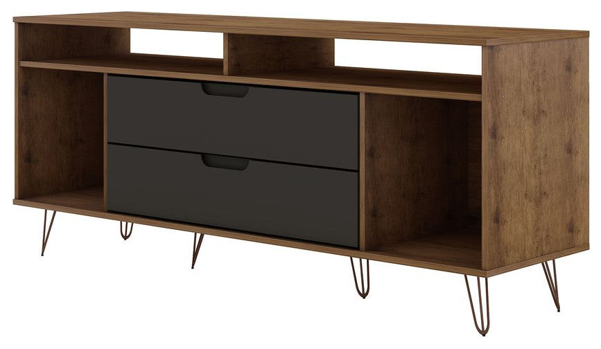 Rockefeller 63" TV Stand, Nature and Textured Gray