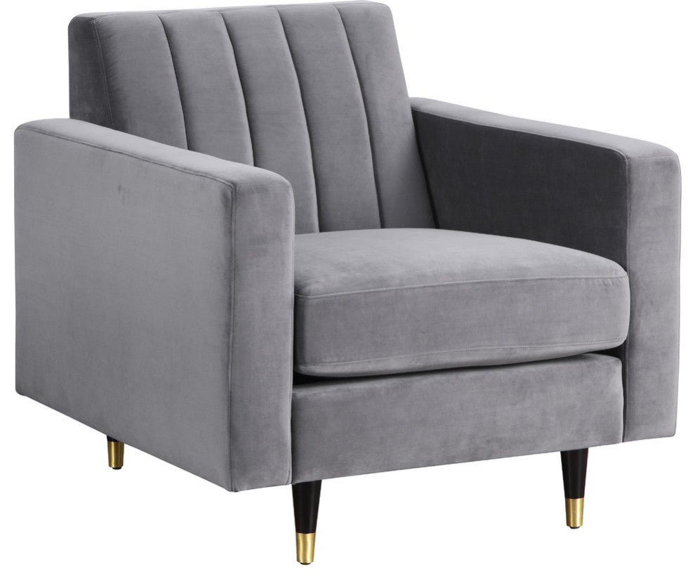 Lola Velvet Upholstered Chair, Gray
