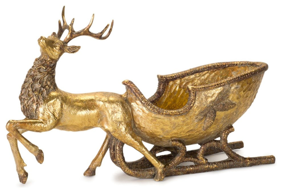 Deer with Sleigh 19"L x 11"H Resin