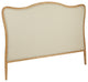 Elegant Oak Wood King-Size Headboard With Linen Upholstery, Natural and Beige