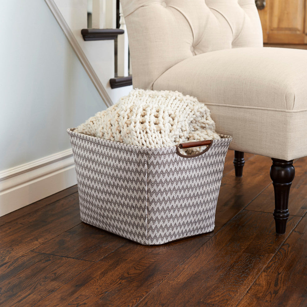 Medium Tapered Storage Bin With Wood Handles