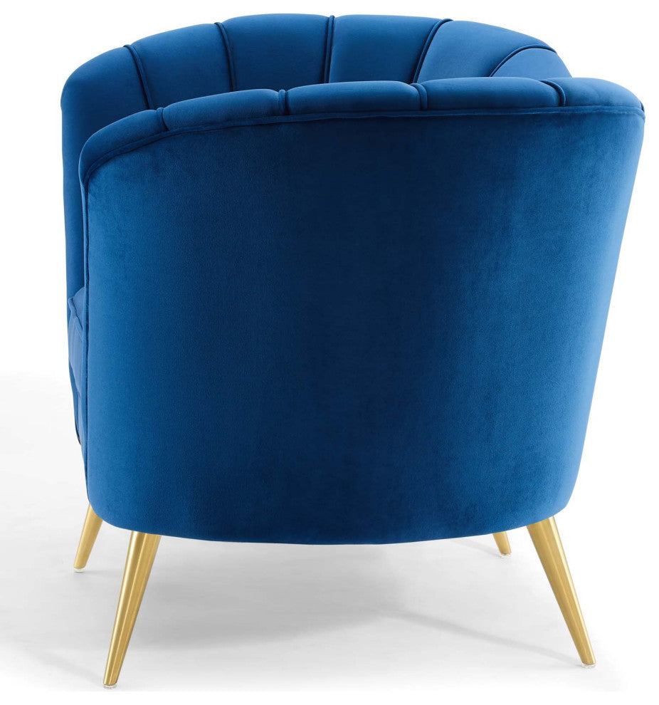 Armchair Accent Chair, Velvet, Blue Navy, Modern, Living Lounge Hospitality