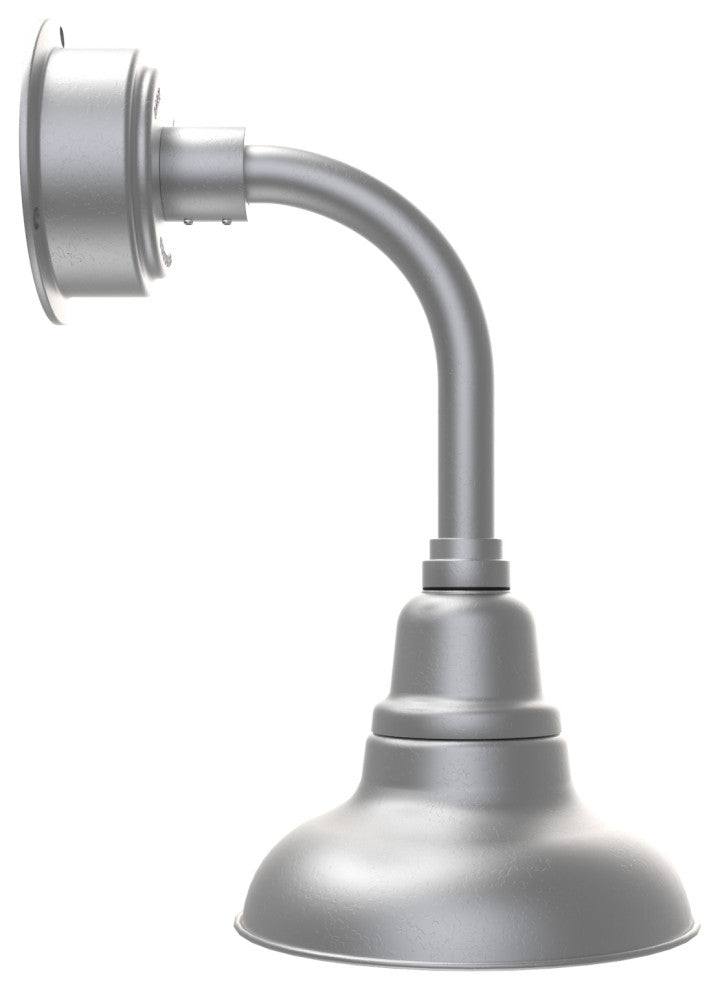 8in. Galvanized Silver Gooseneck Barn Light with Trim Arm