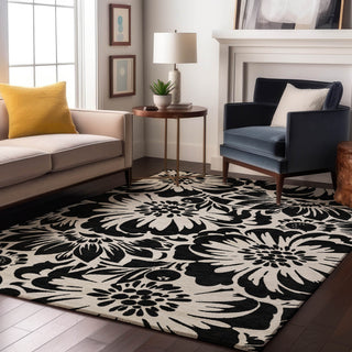 Premium Machine Washable Mayfield AMF551 Black 5' x 7'6" Rug