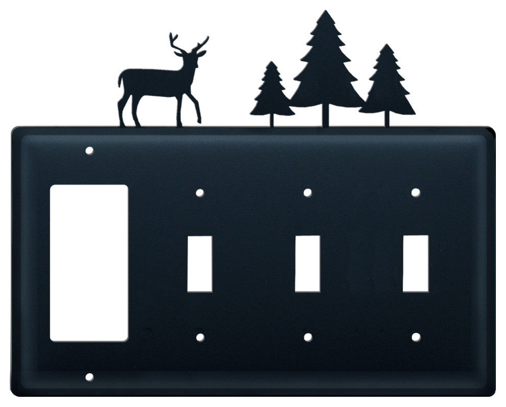 Single GFI and Triple Switch Cover, Deer and Pine Trees