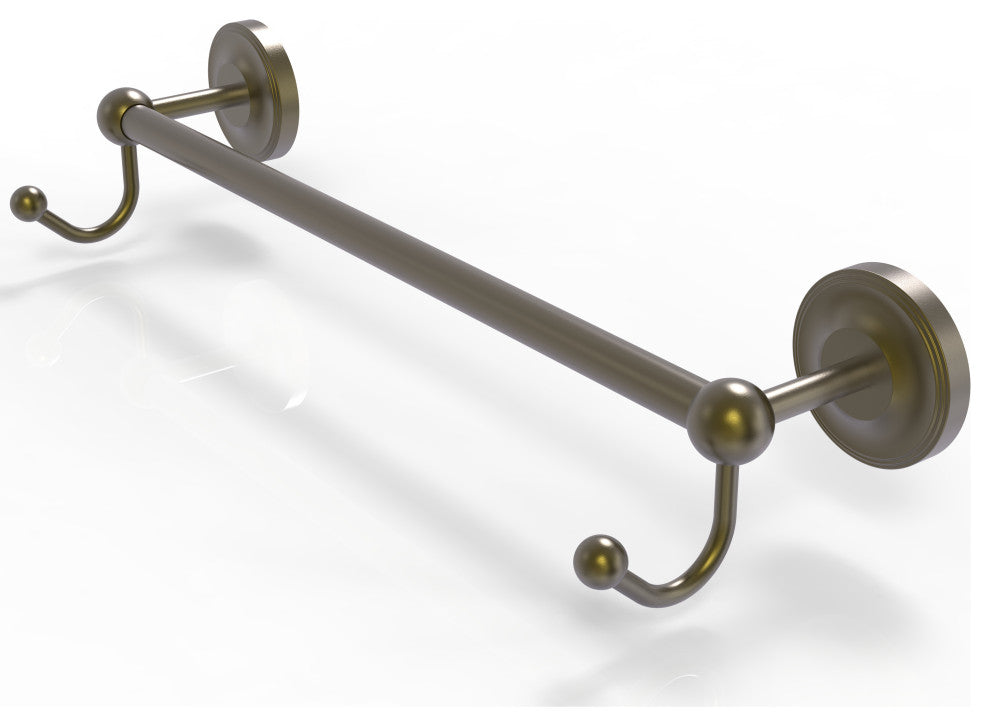 Prestige Regal 36" Towel Bar with Integrated Hooks, Antique Brass