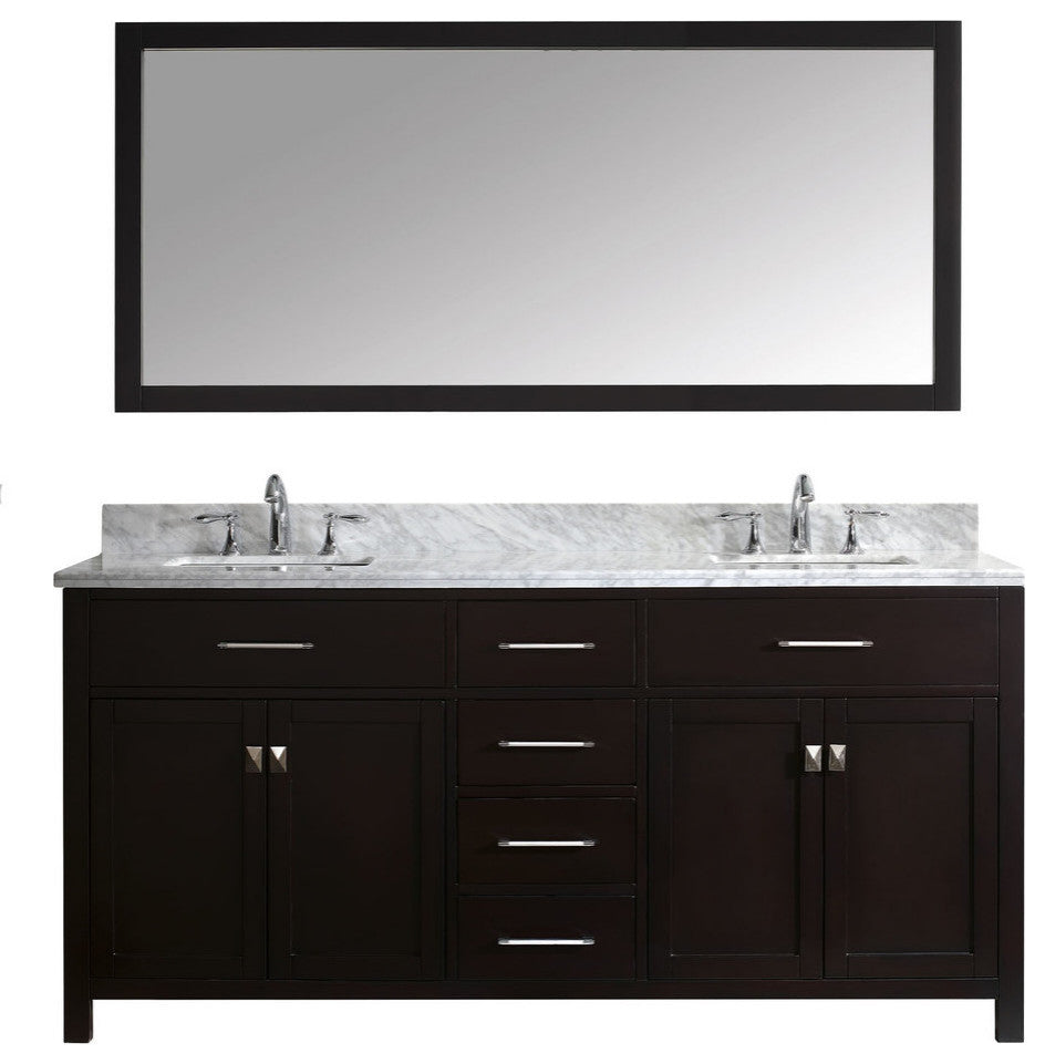 Caroline Parkway 72" Double Bathroom Vanity Set Gray, Marble Top
