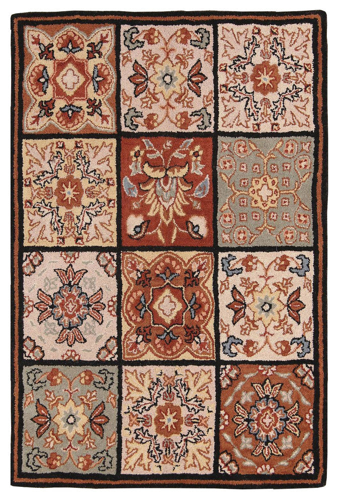 Patchwork Hand-tufted Agra 100% Wool Oushak Oriental Area Rug, 5x8'