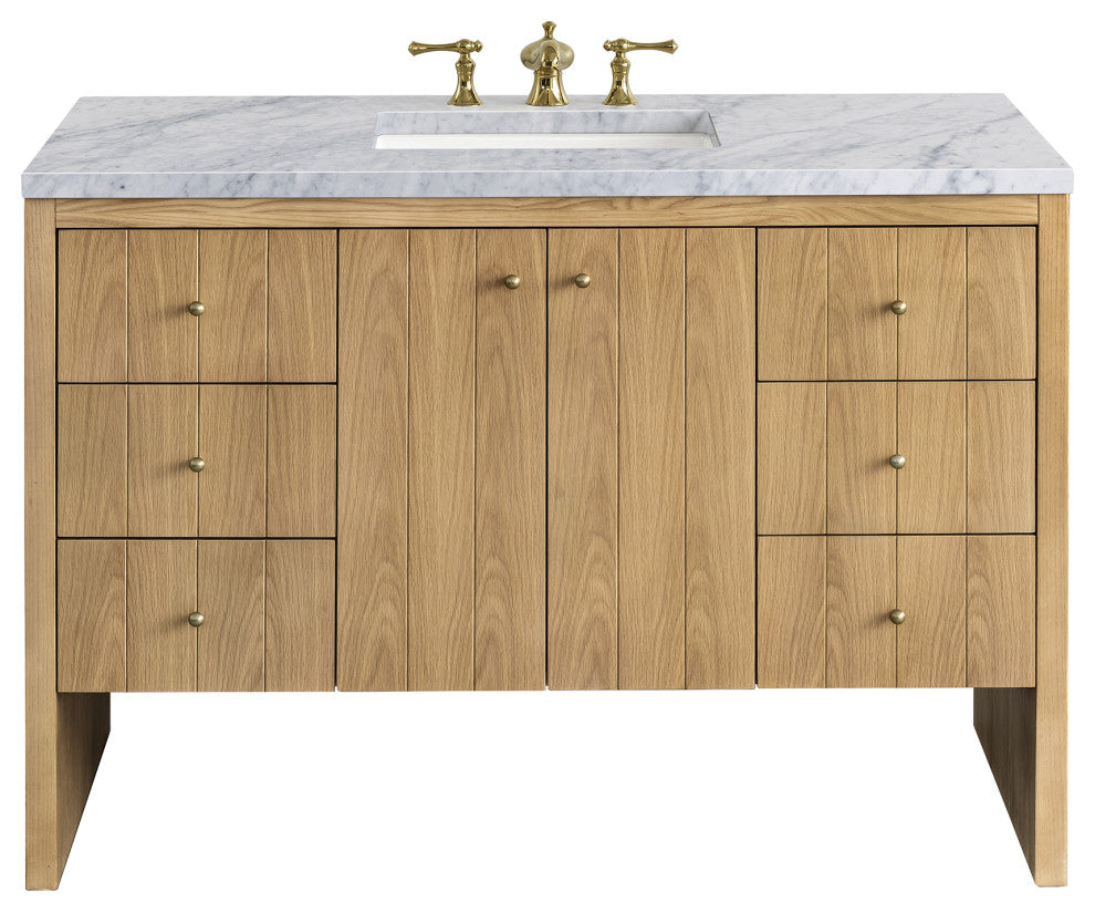 Hudson 48" Single Vanity, Light Natural Oak,  Carrara Marble Top