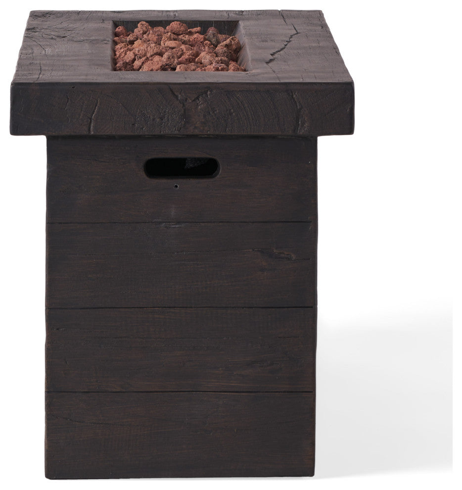 GDF Studio Crawford Outdoor Rectangular Fire Pit, Brown