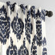 Ikat Blue Printed Cotton Curtain Single Panel, 50"x120"