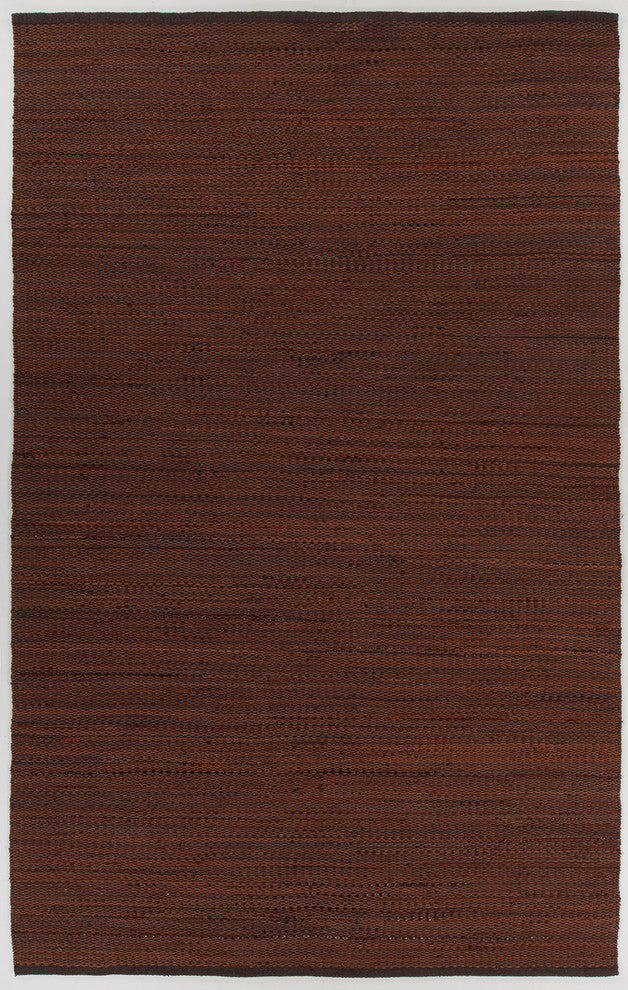 Senuri Handwoven Contemporary Leather Revrsible Rug, Brown, 7'9x10'6