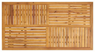 GDF Studio 7-Piece Caprise Outdoor Dining, Wood Table With Wicker Chairs Set