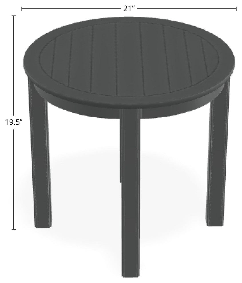 21" Round Marine Grade Outdoor End Table, Graphite