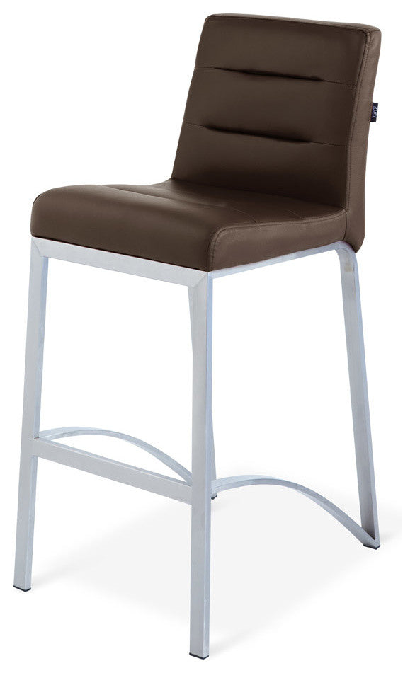 Lynx Counter Height Contemporary Stool With Metal Base, Brown