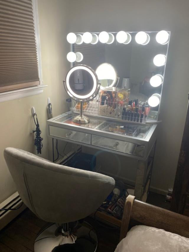 Mini SlayStation Emma Vanity Table, Silver Mirrored