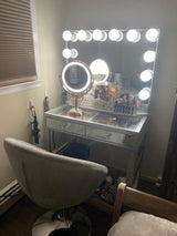 Mini SlayStation Emma Vanity Table, Silver Mirrored