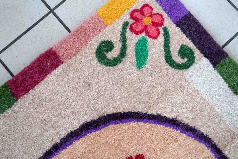 Handmade Contemporary ORA French Hooked Rug 3.2'x3.3', 99cmx102cm, 2021