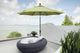 9' Bronze Collar Tilt Crank Lift Aluminum Umbrella, Sunbrella, Forest Green
