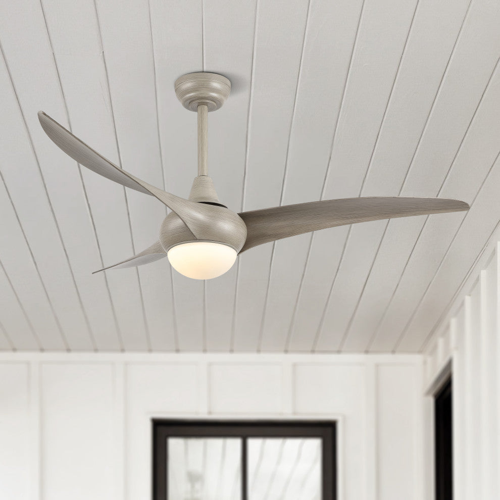 Aviator 52" 1-Light App 6-Speed Retro Swirl LED Ceiling Fan, Gray Wood